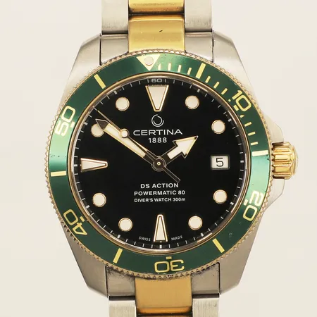 Herrur Certina DS Action ISO 6425 Powermatic 80 Diver's watch 300m Ø38mm stål automatisk datum referens.nr: C032807 A, original delvis förgylld stållänk, extra länkbitar, manual, certifikat från Klockia, garantikort från 2021, manual, box samt ytterkartong