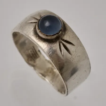 Ring stl:17¼ bredd 6-28,3mm, bärnstens liknande sten, Bror Bj Danmark, silver 925/1000, 6,23g.