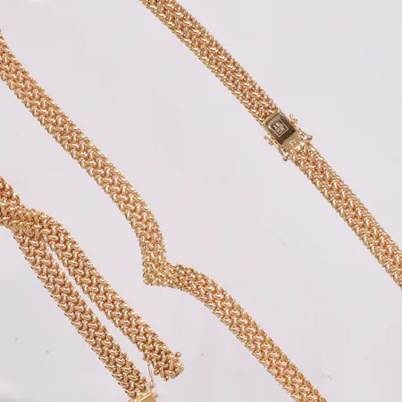 Set collier längd 45 cm bredd 7,3mm armband längd 20cm bredd 7,3mm SWE 18K Vikt: 55,8 g