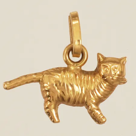 Hänge katt längd inkl ögla 18,2mm bredd 19,1mm ostämplat 18K Vikt: 1,3 g