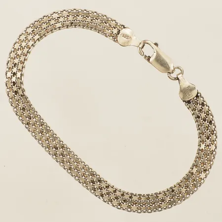 Armband X-länk längd 19cm, bredd 6mm aningen ojämn länk GHA silver 925/1000 Vikt: 6,3 g
