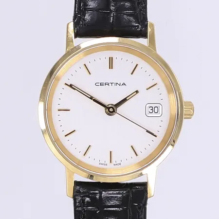 Damur Certina Ø24mm quartz datum, 18K gravyr originalband med spänne i dubblé, behov av batteribyte, inga tillbehör Vikt: 0 g