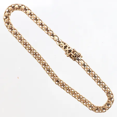 Armband x-länk, längd 20cm, bredd 4,6mm, lagade samt slitna länkar, 18K. Vikt: 7,7 g