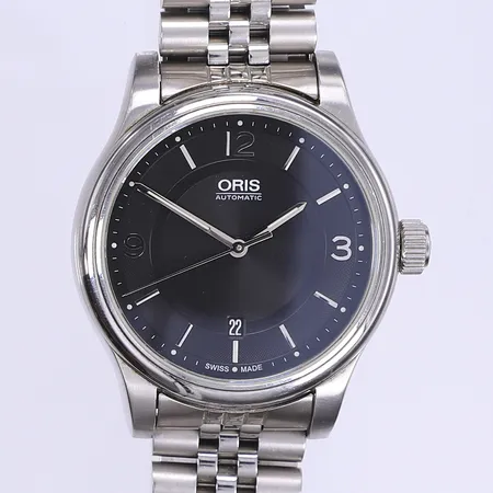 Herrur Oris Classic Date Ø42mm, automat, datum, stål, ref.  0173375944034-0752011, cal. SW200-1, serienummer 3551583, stållänk ej original, med cert 2017 och instruktionsbok ej box