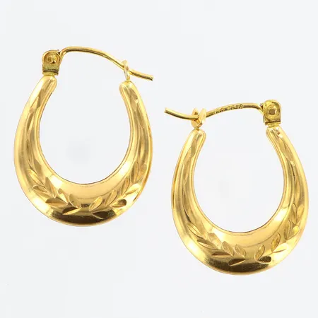 Örhängen Creoler med mönster, caØ10mm, bredd: 2,5mm, 18K Vikt: 1,4 g