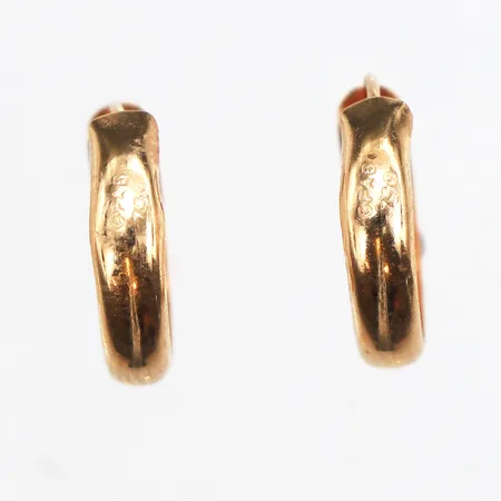Örhängen Creoler, Ø14mm, bredd 3,1mm, något ojämna, 18K. Vikt: 0,7 g