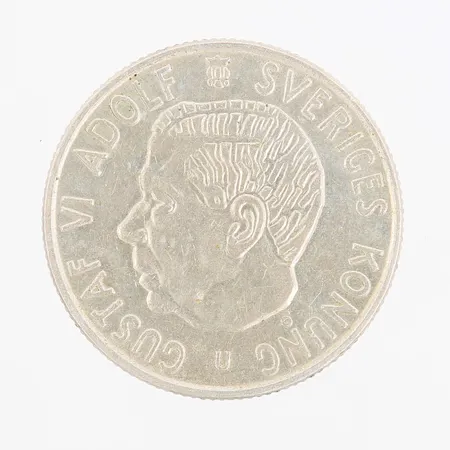 Mynt 2kr år 1963 Gustaf VI Adolf, Ø31mm, Plikten framför allt, silver 400/1000 Vikt: 14 g