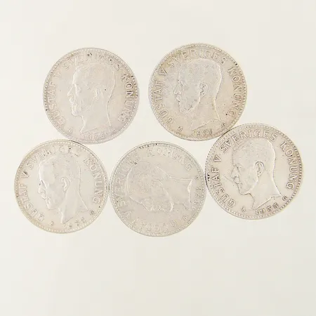 Silvermynt 25öre olika årtal samt 10 deutsche mark Tyskland 1972 silver 600/1000 Vikt: 22,7 g