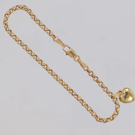 Armband Ärtlänk med berlock hjärta längd 16cm, bredd 2,8mm, 18K  Vikt: 2,4 g