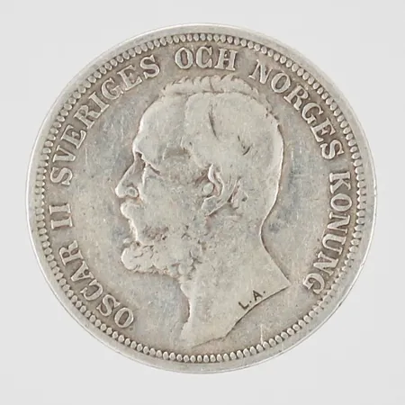 2 Kronor 1897 80% silver Vikt: 14,6 g