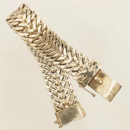 Armband Fiskben längd 21,5cm, bredd 18mm Exign slitage på lås silver 925/1000 Vikt: 74 g