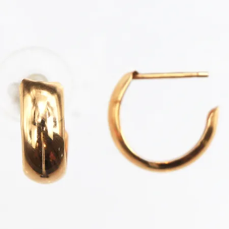 Örhängen Creoler, Ø15,3mm, bredd 5,5mm, något ojämna, saknar snurrebuss, 18K. Vikt: 1,1 g