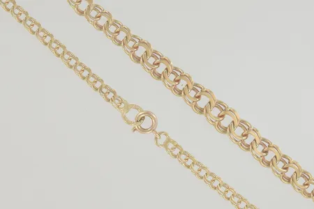 Halskedja bismark längd 43 cm bredd 3-6 mm, 18K   Vikt: 10 g