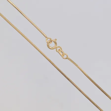 Kedja Ormlänk längd 40cm, bredd 1mm, smärre brott i länk, 14K Vikt: 2,1 g
