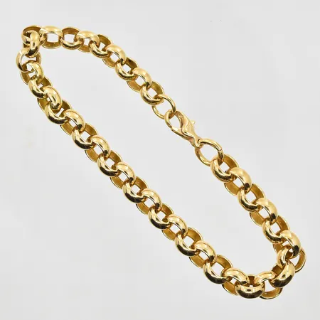 Kedja längd 42½cm bredd 5mm, gulguld/vitguld, 18K. Vikt: 19,7 g