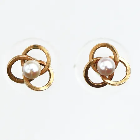 Örhängen med pärla, Ø3,4-8,2mm, 18K. Vikt: 1,2 g