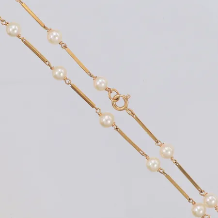 Collier med stav och odlade pärlor Ø5-5,4mm, längd 43cm, 18K Vikt: 8,7 g