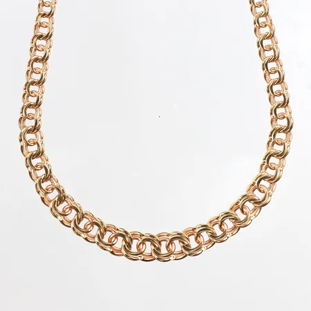 Collier Bismarck, längd 42cm, bredd 4,3-8,4mm, 18K. Vikt: 21,2 g