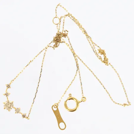 Collier med integrerad hänge, diamanter 1x0,12ct, 2x0,01ct, 2x0,02ct, trasslig kedja, 18K Vikt: 0,6 g