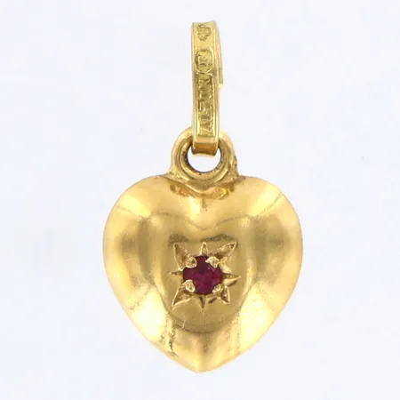 Hänge hjärta med röd sten, 8x8mm, 18K Vikt: 0,5 g