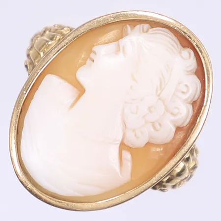 Ring med camé stl:19½ bredd 3-26mm, något repig, 18K Bruttovikt: 7,8g
