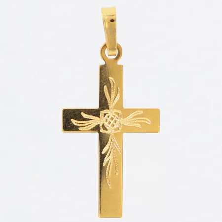 Hänge kors med mönster, 12x21mm, 18K Vikt: 0,5 g