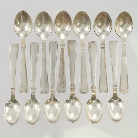 12 Kaffeskedar 10cm 830/1000 Silver 125,6g.