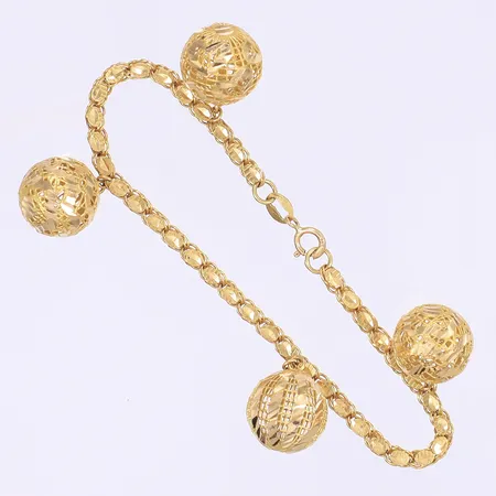 Armband med berlocker 16,5cm bredd 3-15mm 21K Vikt: 9,2 g