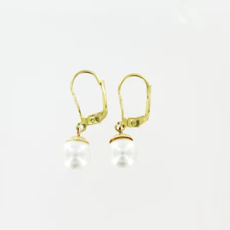 Hänge pärlimitation Ø7mm, vita stenar 13x7mm 9K. Bruttovikt: 0,7gram.  Vikt: 0,7 g