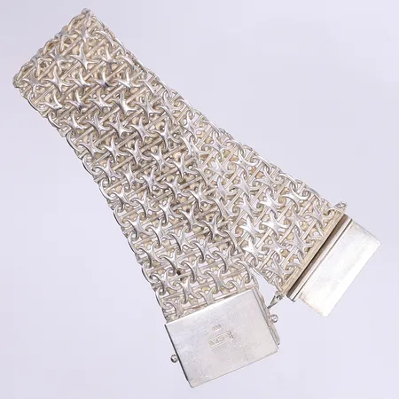 Armband X-länk med stav 19cm bredd 26mm, tillv. Guldfynd, kistlås, silver 925/1000 Vikt: 50,8 g