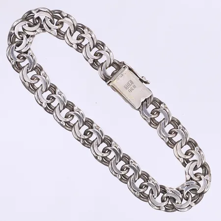 Armband Bismarck 19cm bredd 9mm, kistlås, silver 830/1000 Vikt: 19,8 g