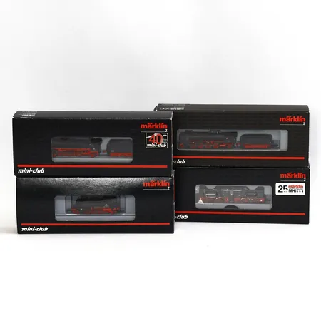 Märklin mini-club 4 lok, Z-skala, nr 88010, 88740, 88770, 88090, i originalkartonger, ej funktionstestade