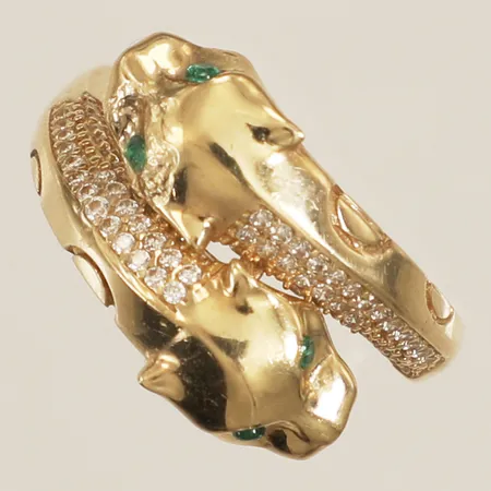 Ring med gröna samt vita stenar stl:17 bredd 12,9mm 14K Vikt: 4 g