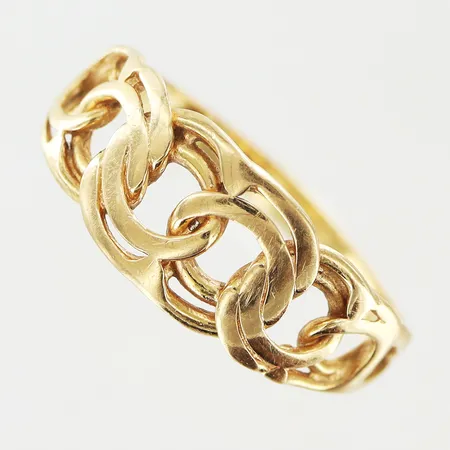 Ring X-länk med stav stl:16¾ bredd 10mm 18K.  Vikt: 4,2 g