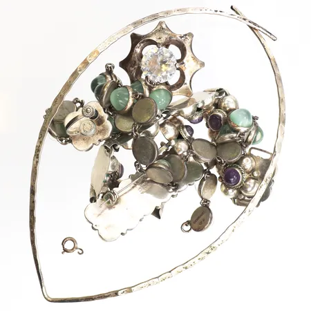 Diverse silversmycken, defekter, ojämnheter, stenar, 830-925/1000 silver. Vikt: 142 g