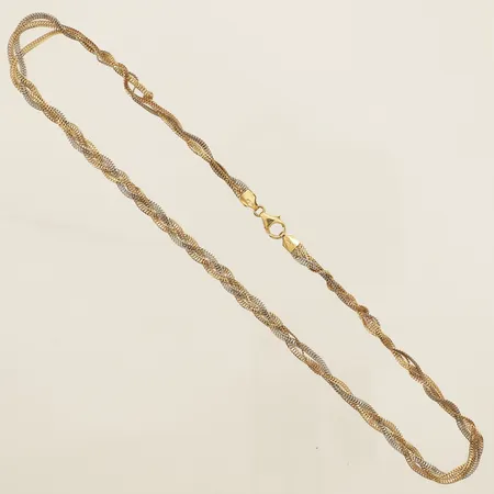 Collier flätad längd 40,5cm, bredd 4mm defekt GFAB 18K Vikt: 9,6 g