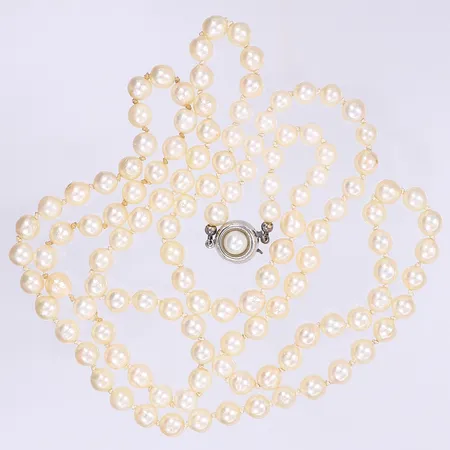 Pärlcollier 90cm bredd 6mm lås i silver 835/1000 Bruttovikt: 39,6g