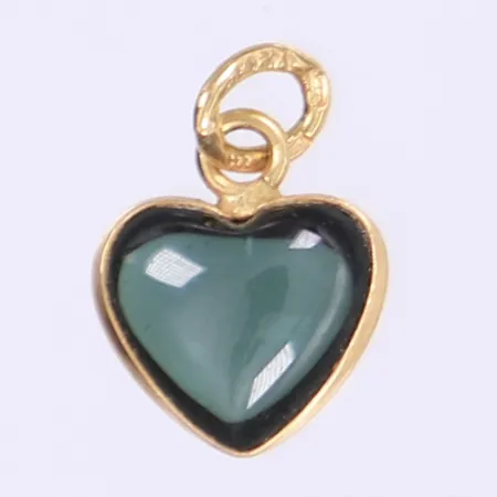 Hänge hjärta med grön sten 15x10mm 18K Vikt: 1 g