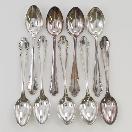 9 Kaffeskedar 12cm 830/1000 Silver 122,4g.