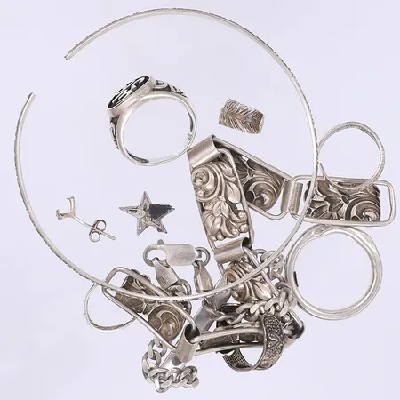 Parti silversmycken defekt silver 925/1000 Vikt: 35,8 g