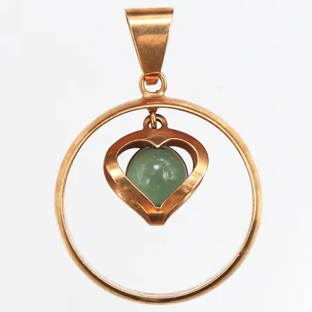 Hänge, omgjord ring med sten, Ø23,3mm, längd 33mm, bredd 4,5mm, gravyr, 18K. Vikt: 6,1 g