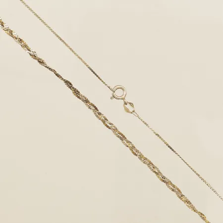 Collier flätad längd ca 40,5cm, bredd 1,1-2,9mm delvis förgylld silver 925/1000 Vikt: 2,5 g