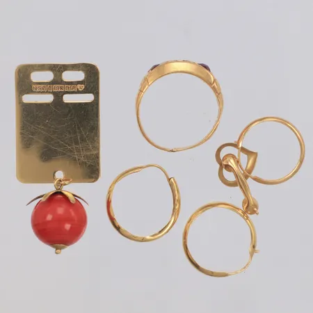Diverse guld, stenar, skadat, defekt, 18K Bruttovikt 9,3g 
