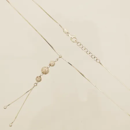 Kedja med integrerat hänge justerbar längd 42-45cm, bredd 0,9-7,8mm ojämn länkdel GHA silver 925/1000 Vikt: 7 g