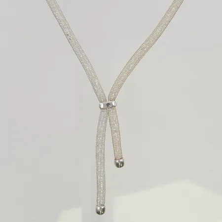 Collier 46cm vita stenar, 925/1000 Silver bruttovikt 21,4g.