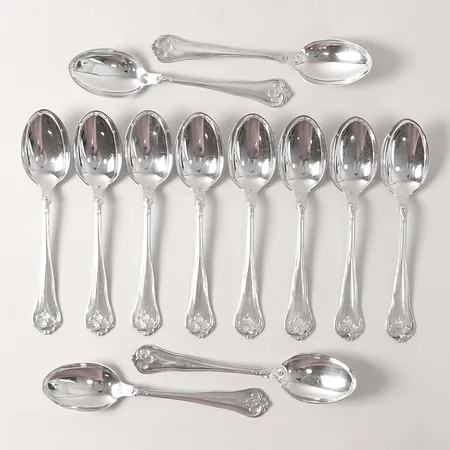 Tolv matskedar modell Sachsisk längd 20,5cm, Cohr, silver 830/1000 Vikt: 731,8 g