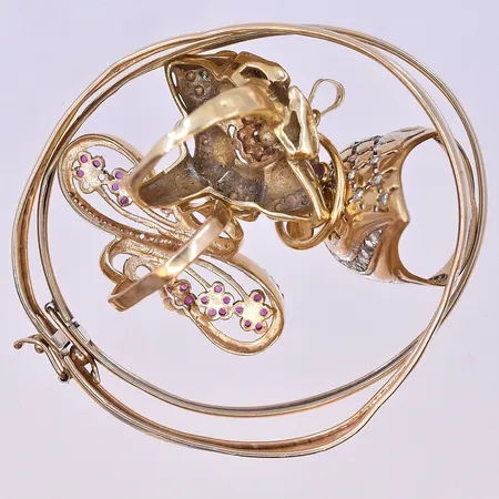 Ring stl: 20 bredd 5mm klippt skena 18K. Vikt: 6,9 g