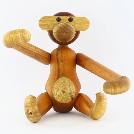 Träfigur Apa av Kay Bojesen, Danmark, höjd 20cm, med originalkartong