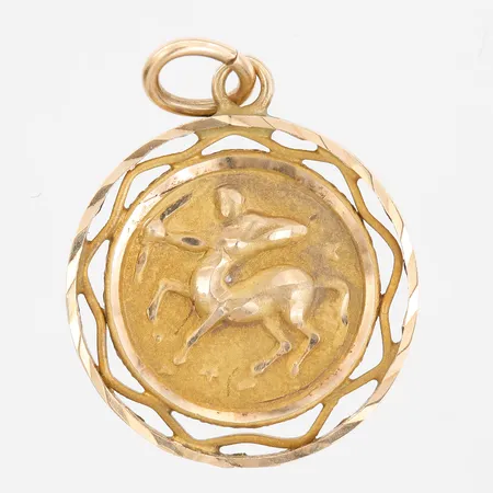 Hänge med skyttens stjärntecken, höjd 25mm, bredd 18mm, 14K guld Vikt: 1,9 g