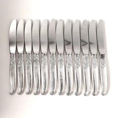 Tolv matskedar norsk modell längd 20,5cm, blad i rostfritt stål, Mylius Norway, silver 830/1000 Vikt: 731,8 g